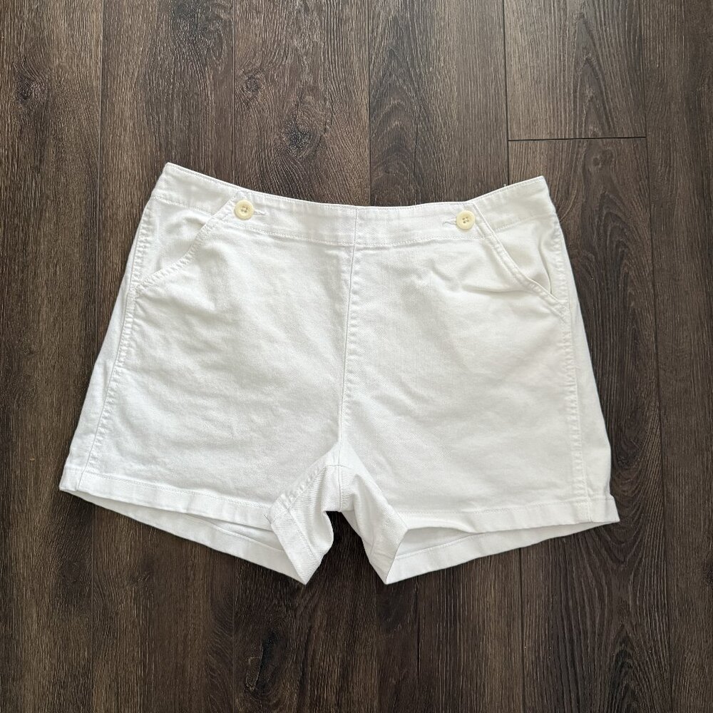 J CREW Denim Sailor Front Shorts - White - Women - 31